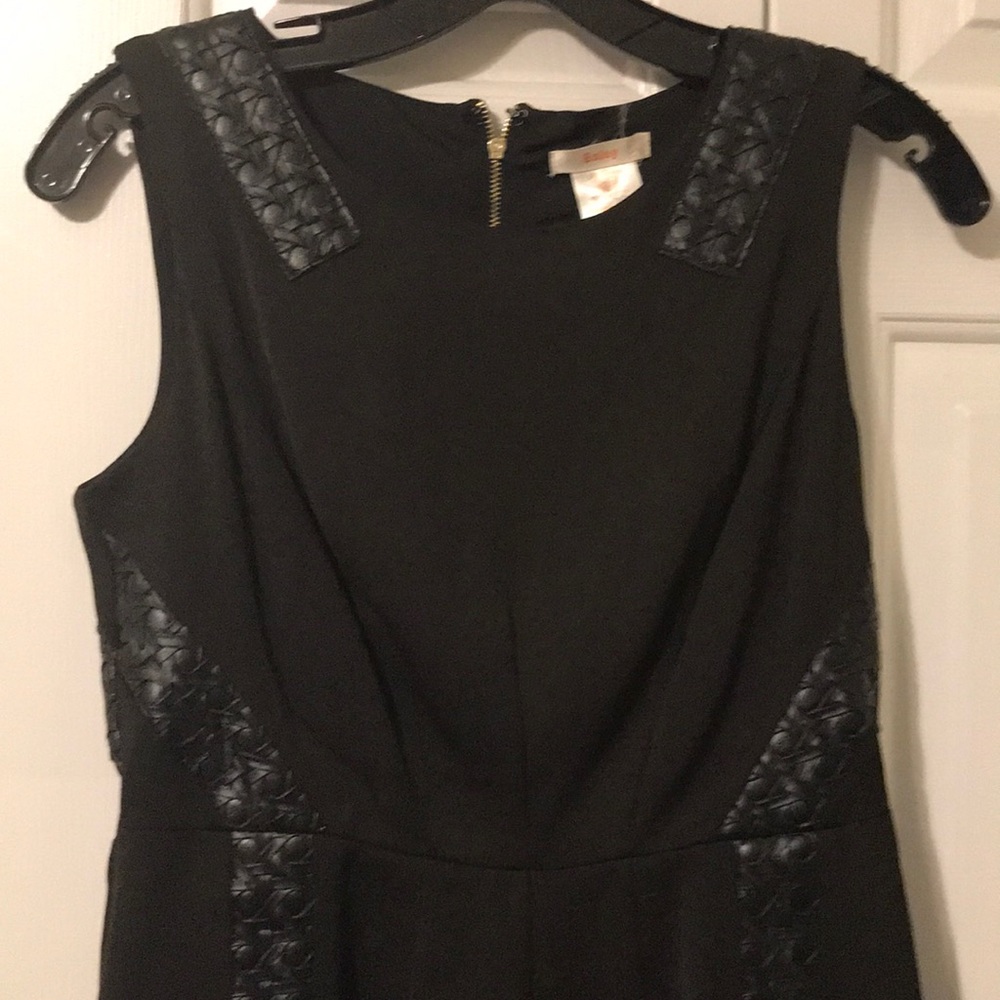 Skater dress with faux leather detail